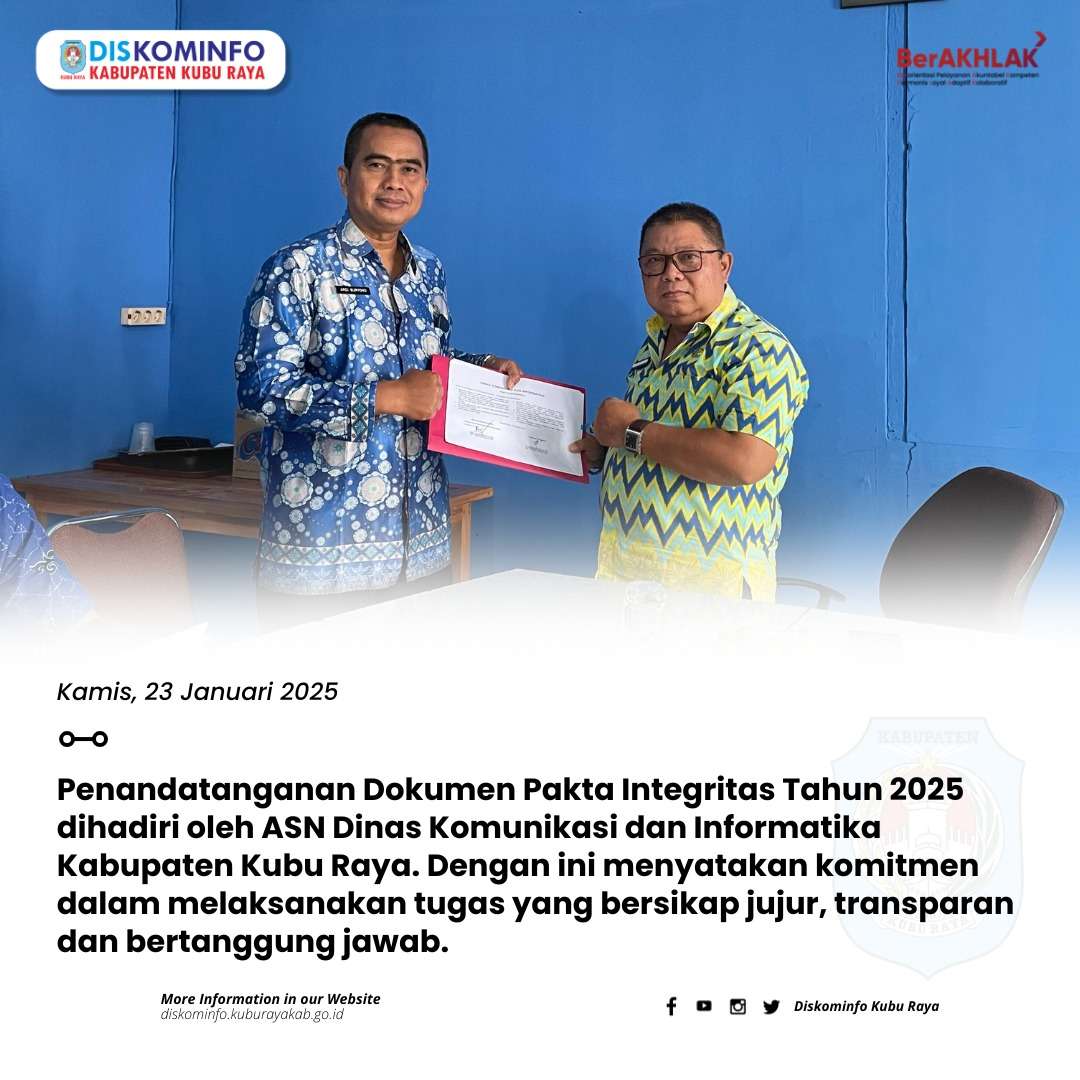 Penandatanganan Pakta Integritas Tahun 2025 Dinas Kominfo 