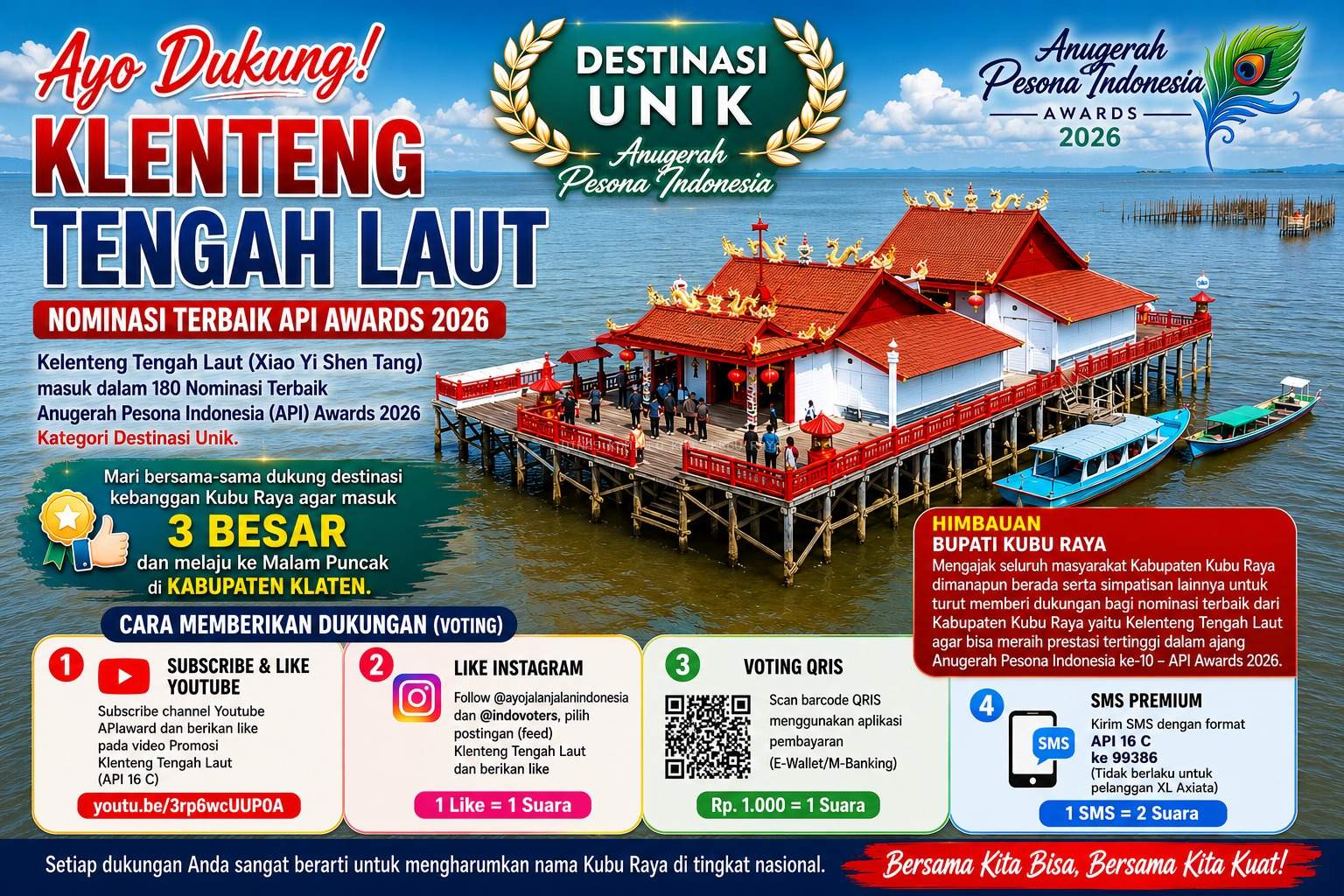 Kelenteng Tengah Laut Kubu Raya Masuk Nominasi API Awards 2026, Bupati Ajak Masyarakat Beri Dukungan