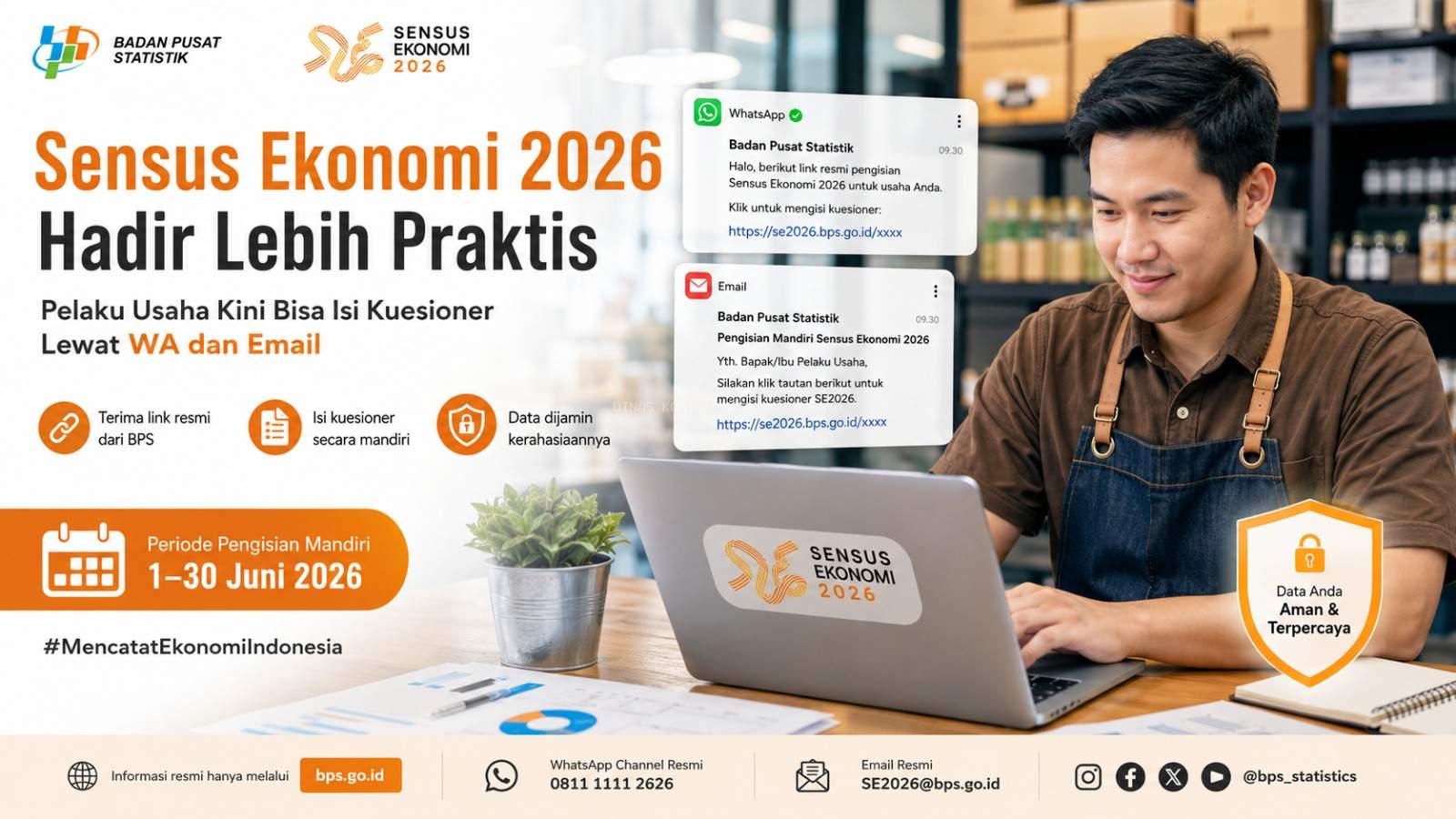 Sensus Ekonomi 2026 Hadir Lebih Praktis, Pelaku Usaha Kini Bisa Isi Kuesioner Lewat WA dan Email
