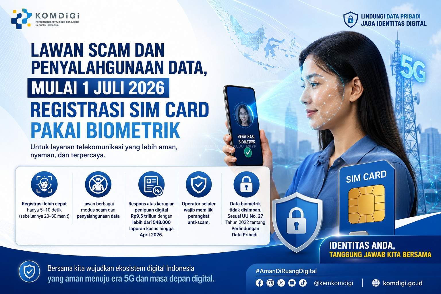 Mulai 1 Juli 2026, Registrasi SIM Card Gunakan Biometrik untuk Cegah Penipuan Digital